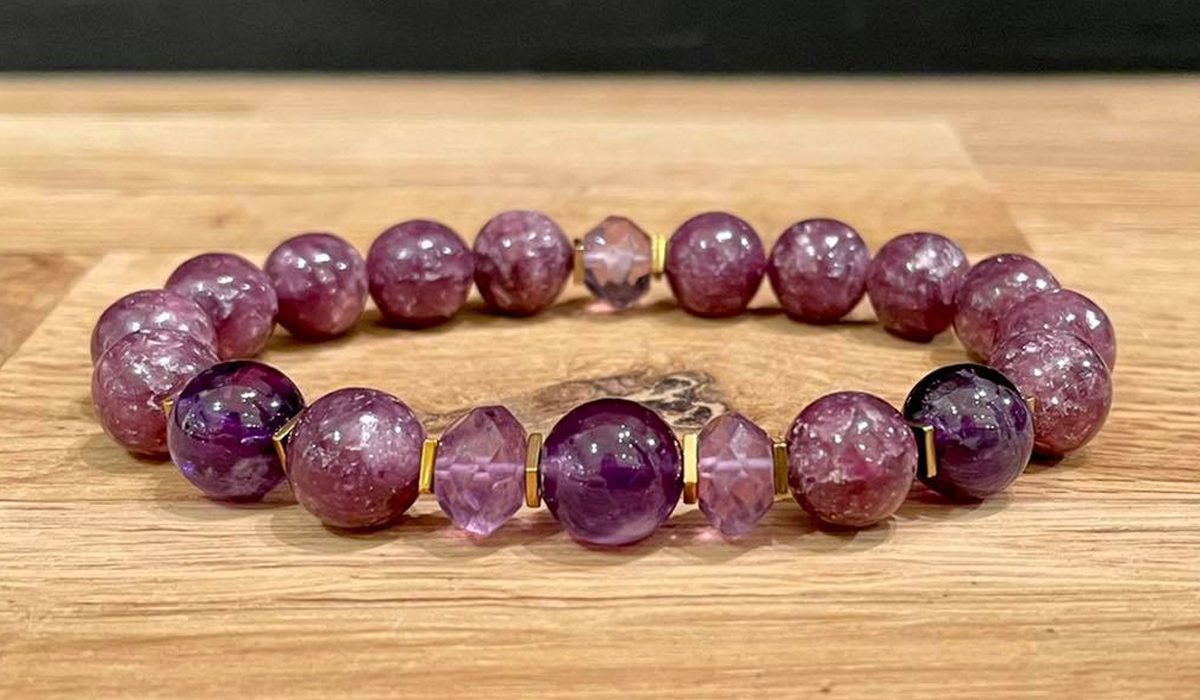 Bracelet Lépidolite et Améthyste