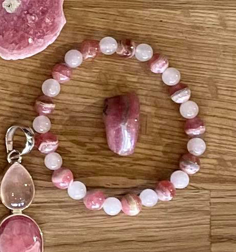 Bracelet en Rhodocrosite et Quartz Rose