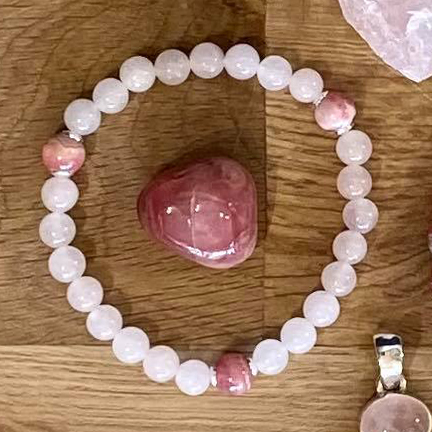 Bracelet en Rhodocrosite et Quartz Rose
