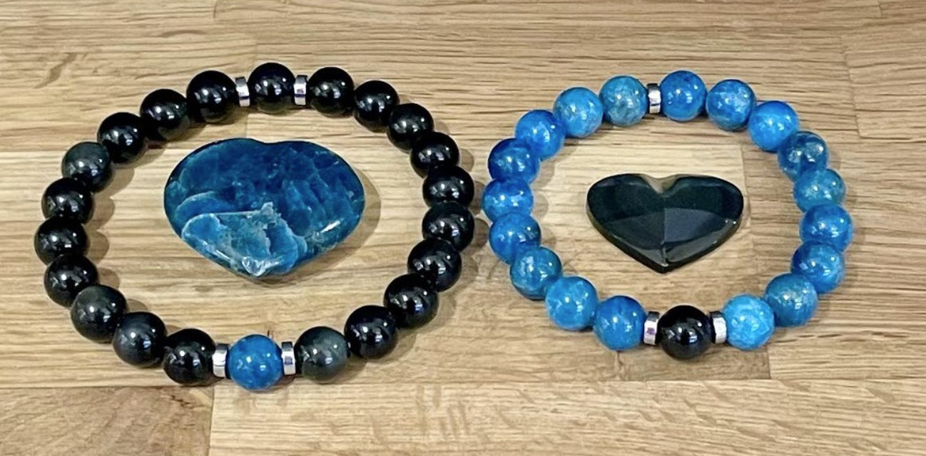 Bracelet Duo en Apatite et Obsidienne Bracelet Duo en Apatite et Obsidienne