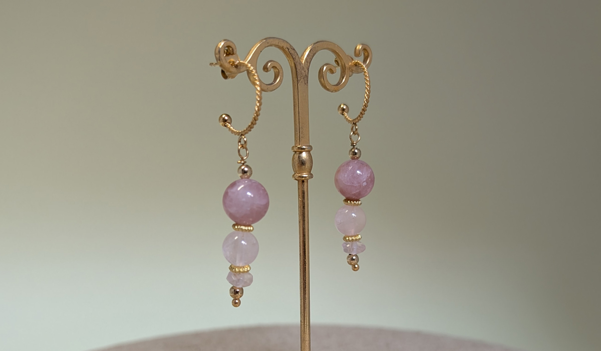 Boucles d'oreilles en Quartz rose