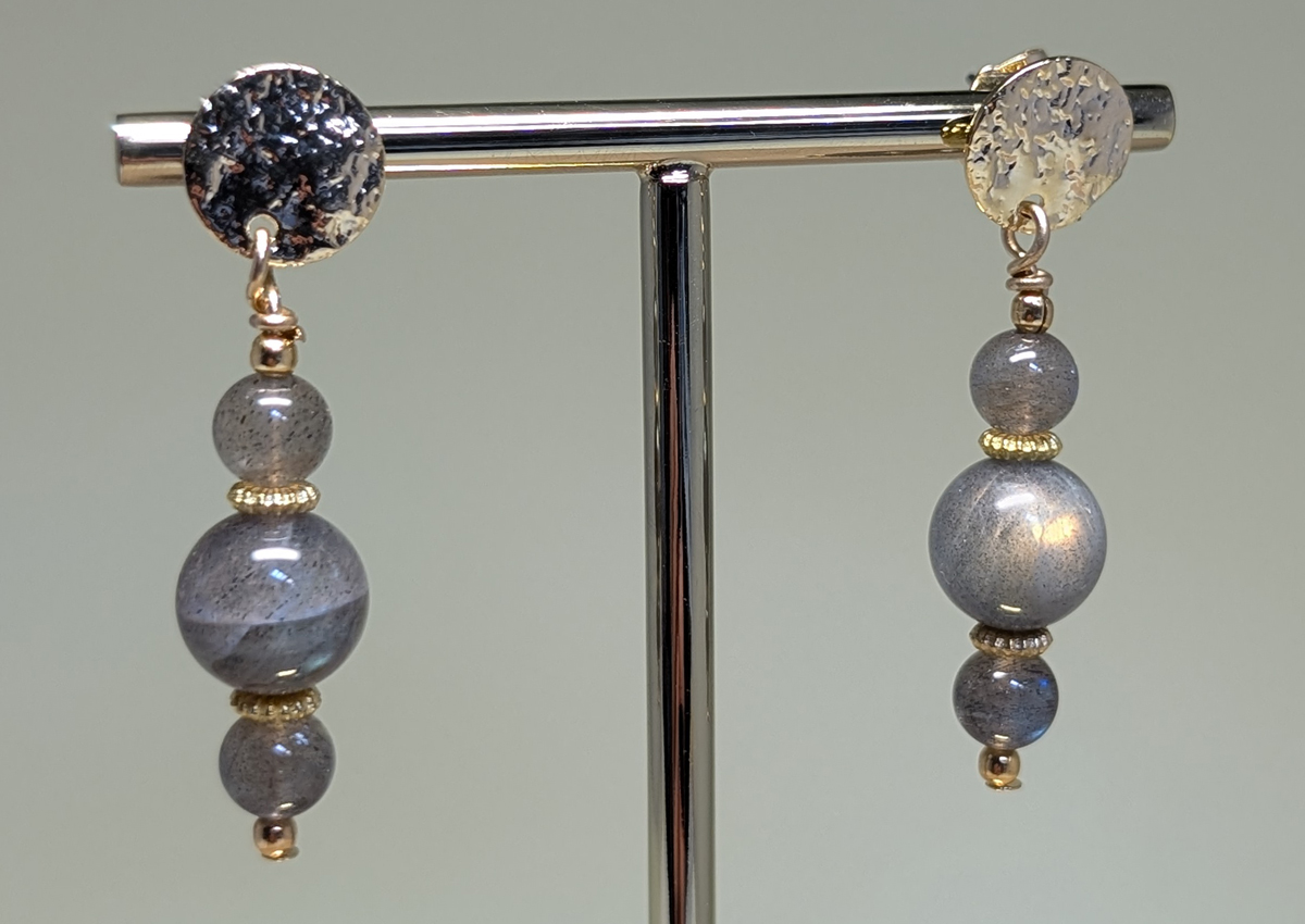 Boucles en Labradorite et acier